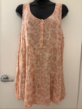 NWT TORRID Pink on Pink Floral Tiered Sleeveless BOHO Tunic SZ 1